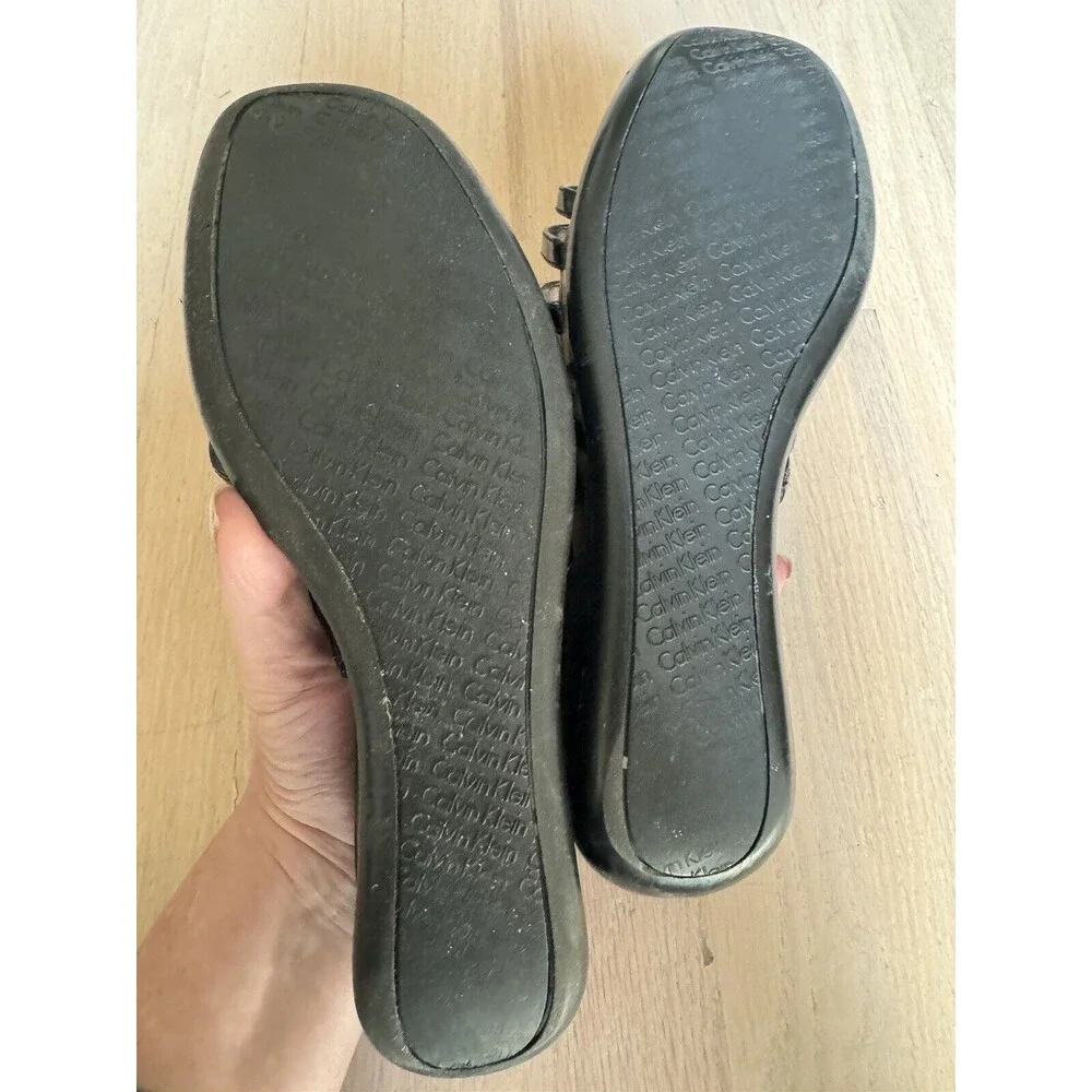 Calvin Klein Sandals Black Wedge Heel Women’s Size 9‎